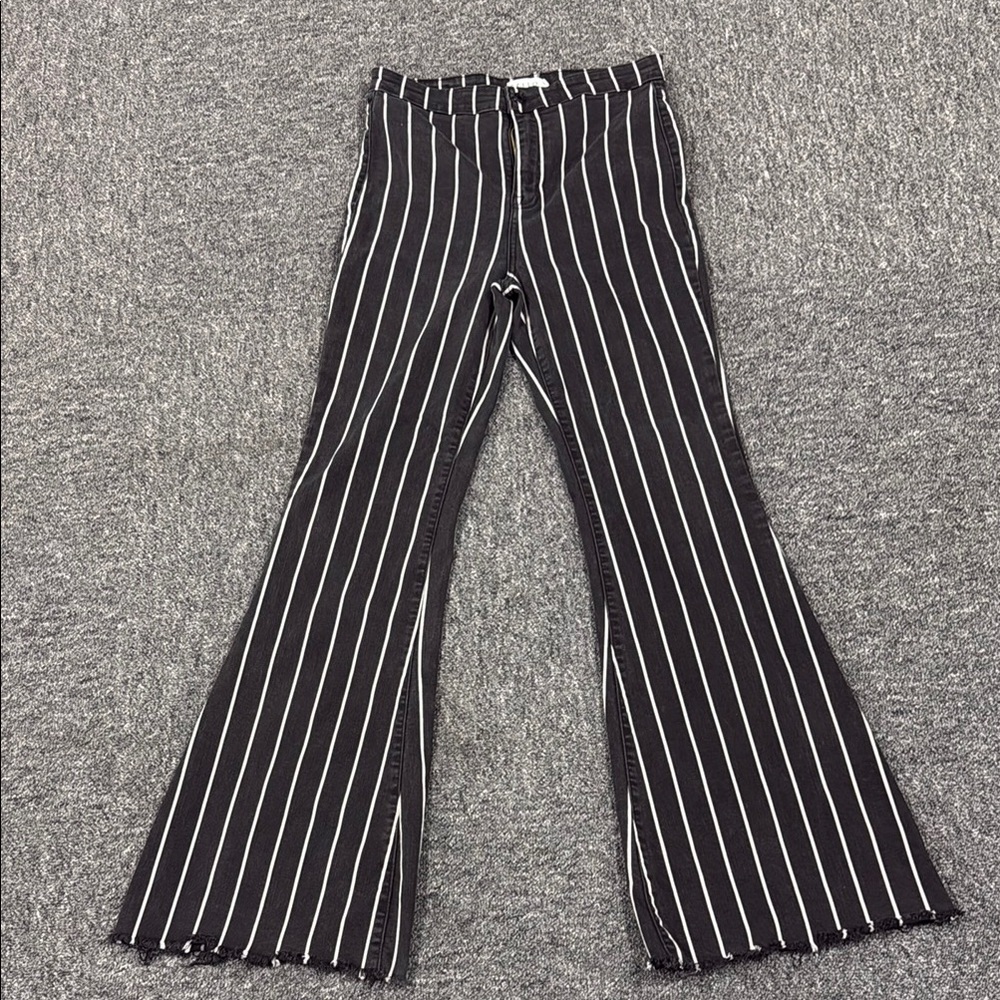 Striped Black and White Kids Flared Pants